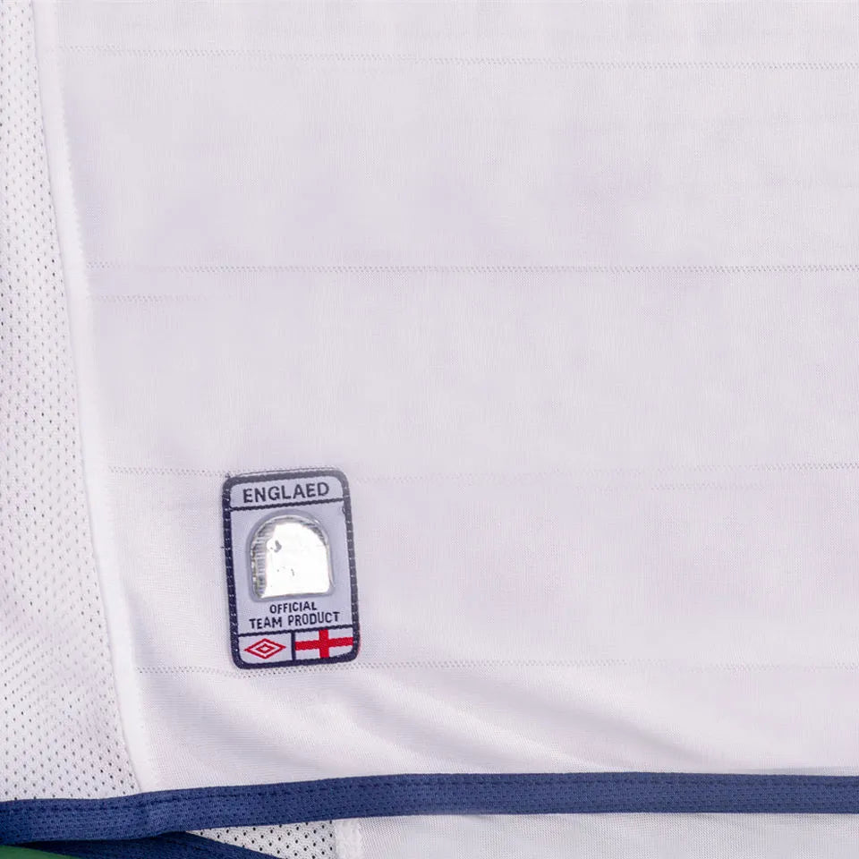 2004 England Home White Retro Soccer Jersey Detail 4