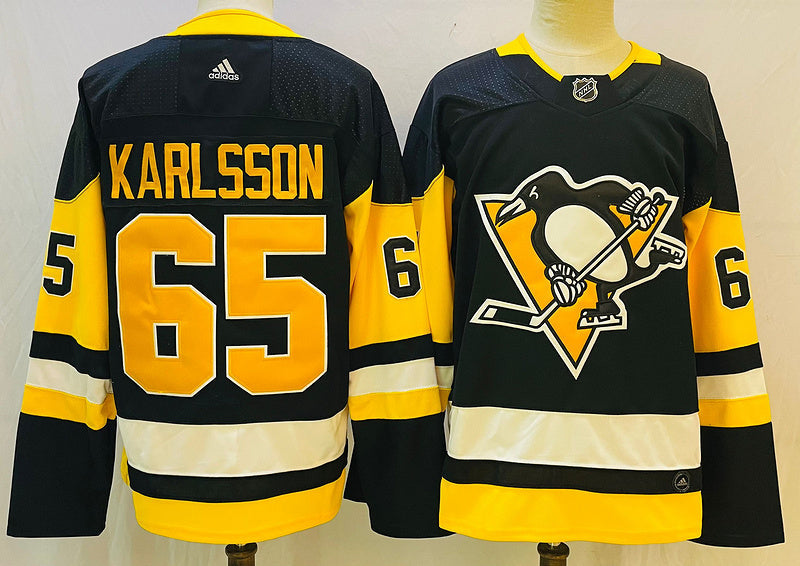 Men's Pittsburgh Penguins Erik Karlsson #65 Black Replica Player Jerseys