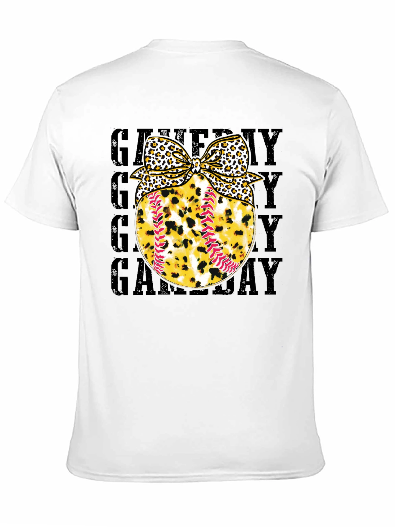 Game Day Baseball Leopard Bow T-Shirt