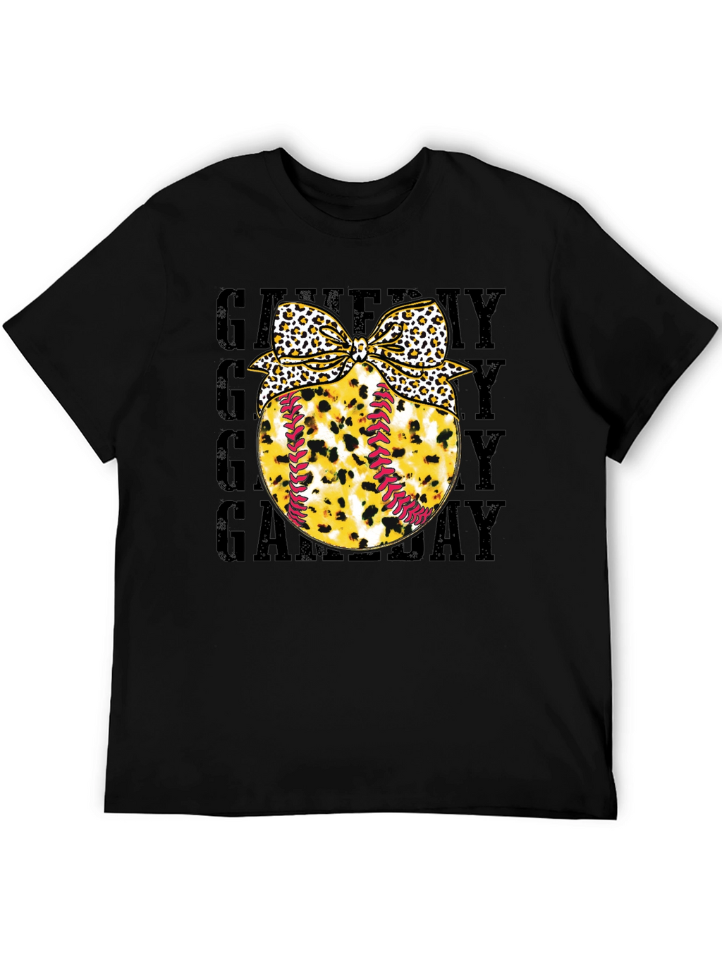Game Day Baseball Leopard Bow T-Shirt