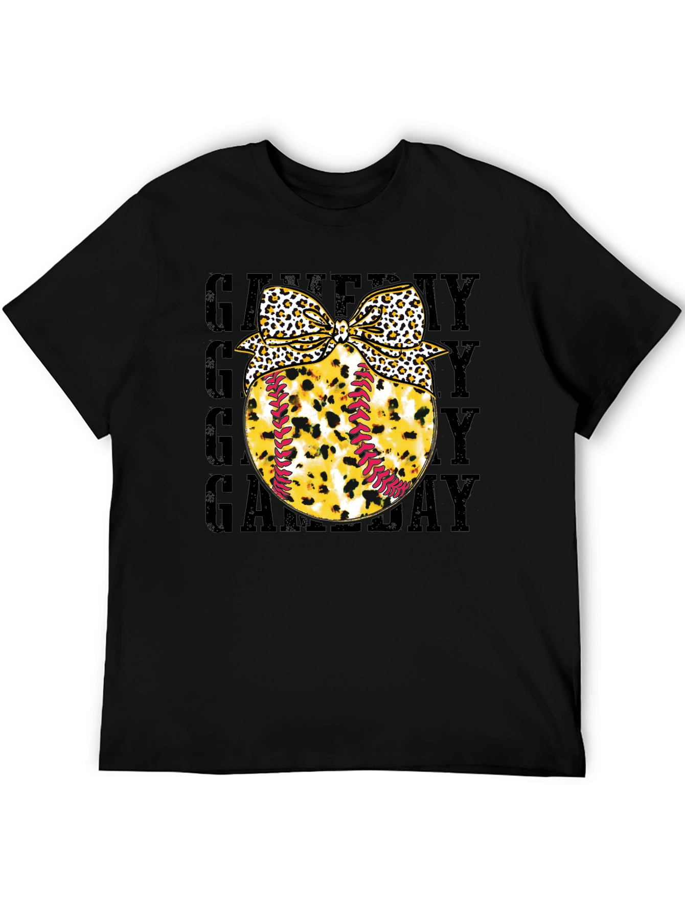Game Day Baseball Leopard Bow T-Shirt