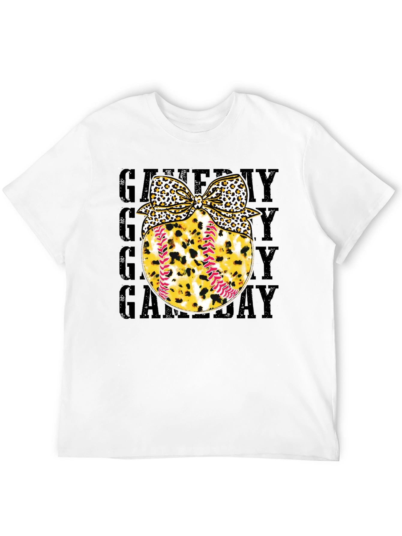 Game Day Baseball Leopard Bow T-Shirt