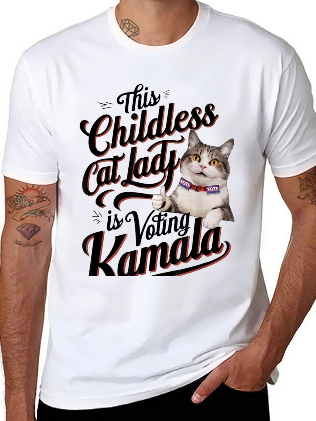 Childless Cat Lady Voting Kamala T-Shirt