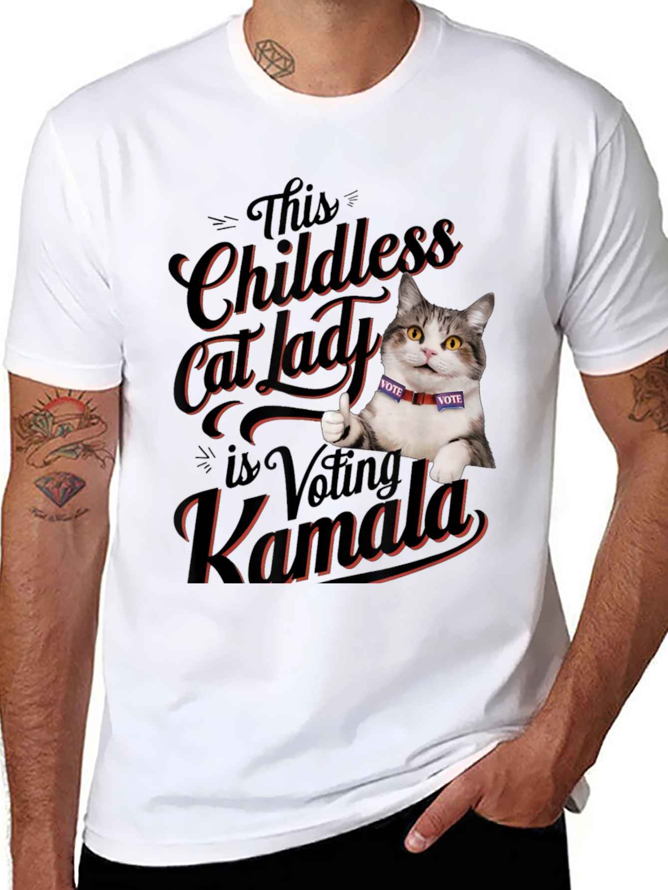 Childless Cat Lady Voting Kamala T-Shirt