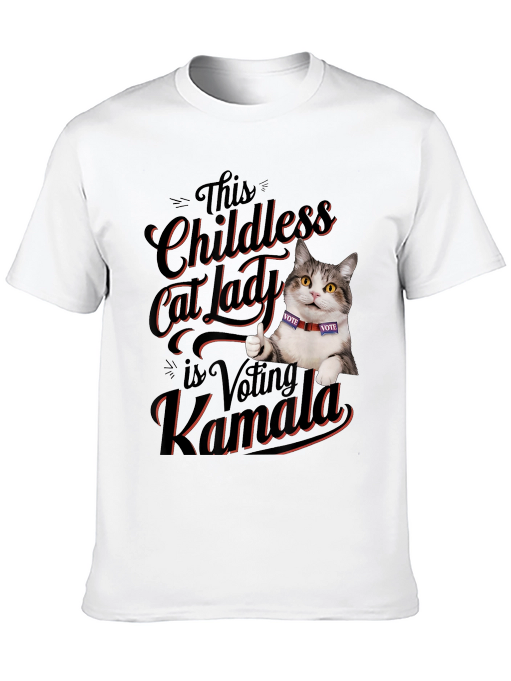 Childless Cat Lady Voting Kamala T-Shirt