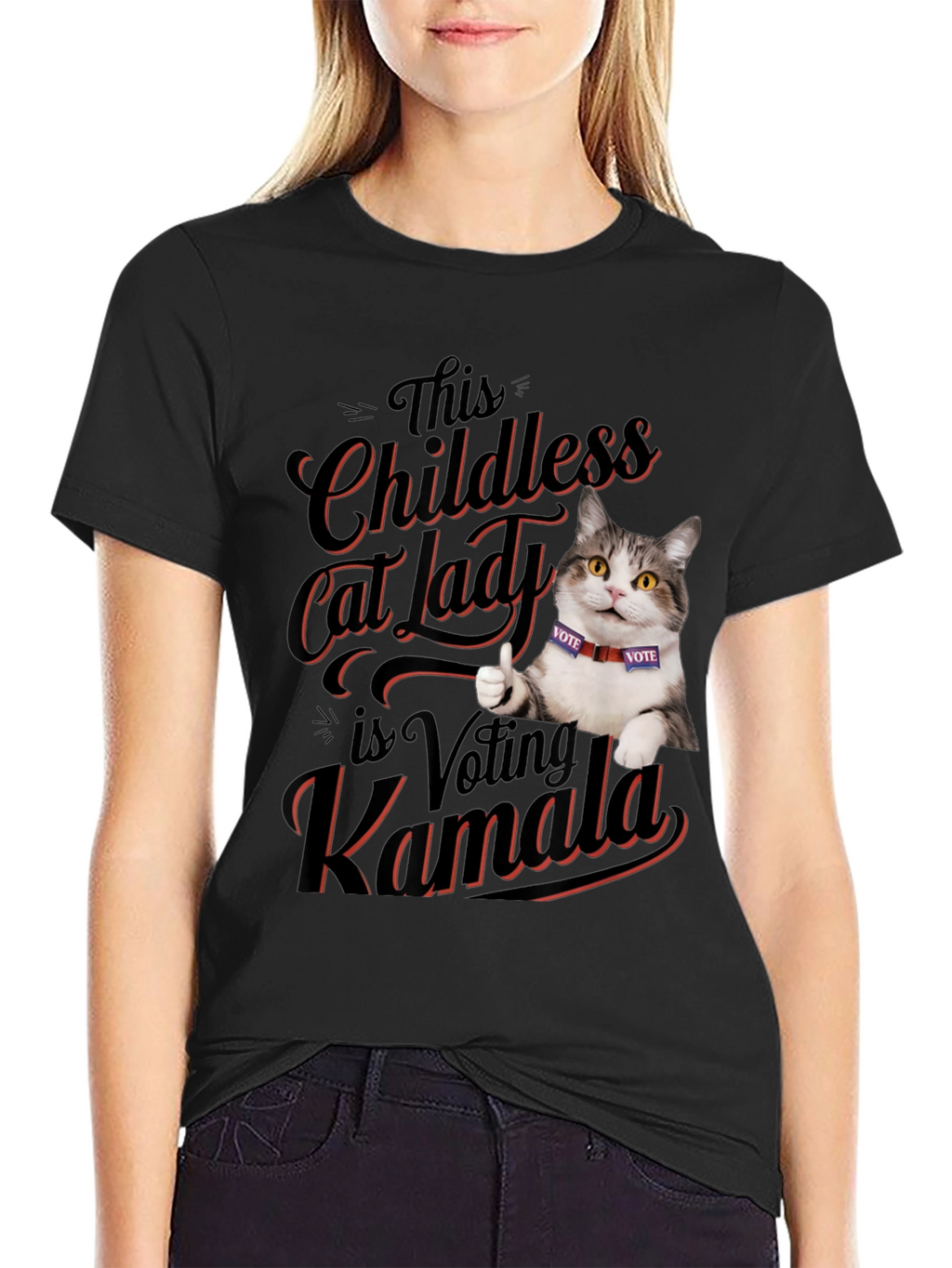 Childless Cat Lady Voting Kamala T-Shirt