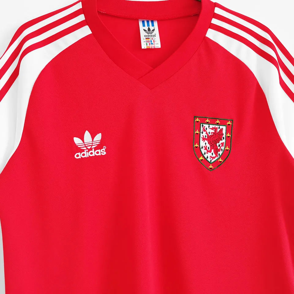 1982 Wales Home Red Retro Soccer Jersey Detail 1