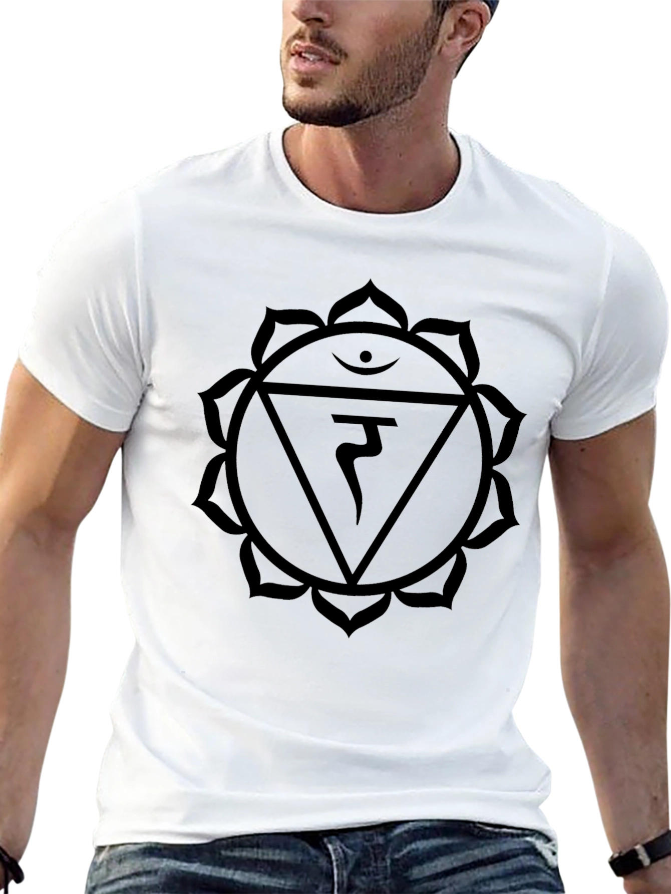Black Vishuddha Chakra Symbol T-Shirt