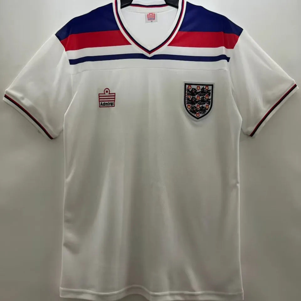 1982 England Home White Retro Soccer Jersey Front