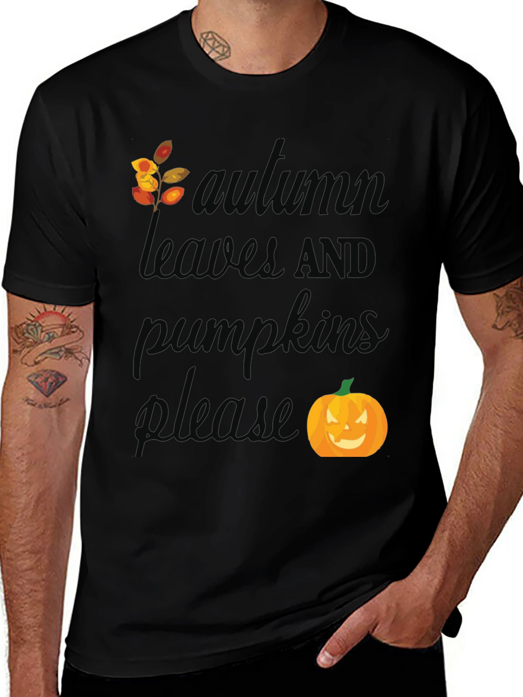 Autumn Leaves and Pumpkins Please T-Shirt