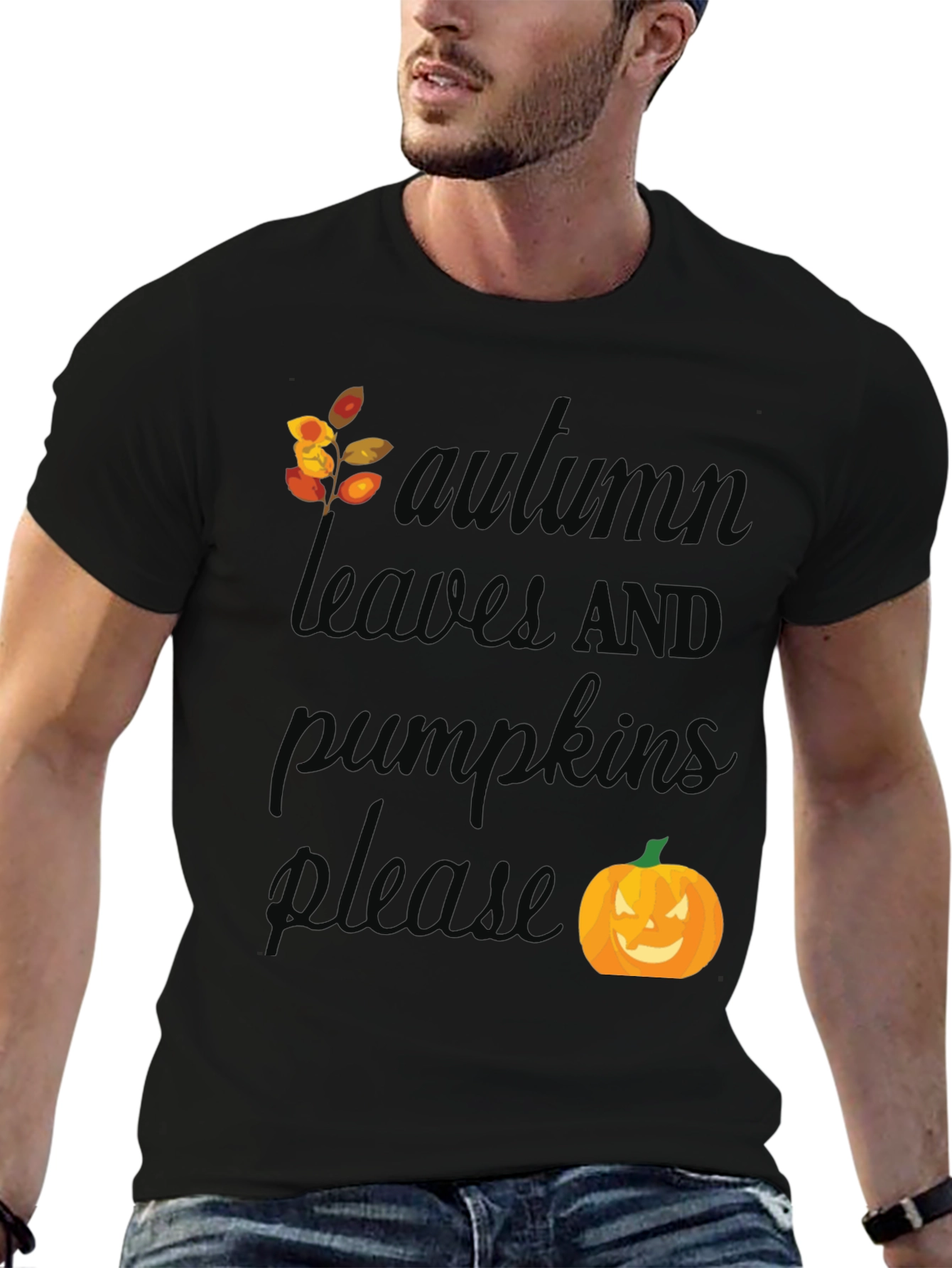 Autumn Leaves and Pumpkins Please T-Shirt