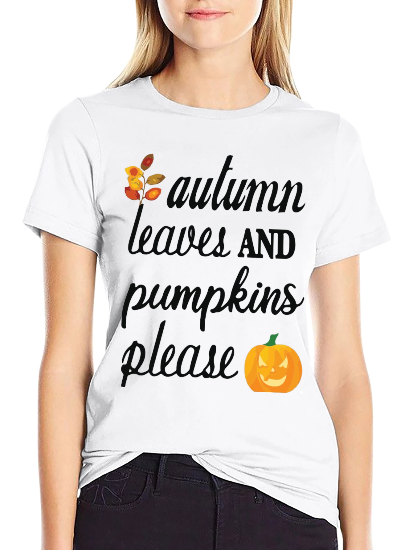 Autumn Leaves and Pumpkins Please T-Shirt