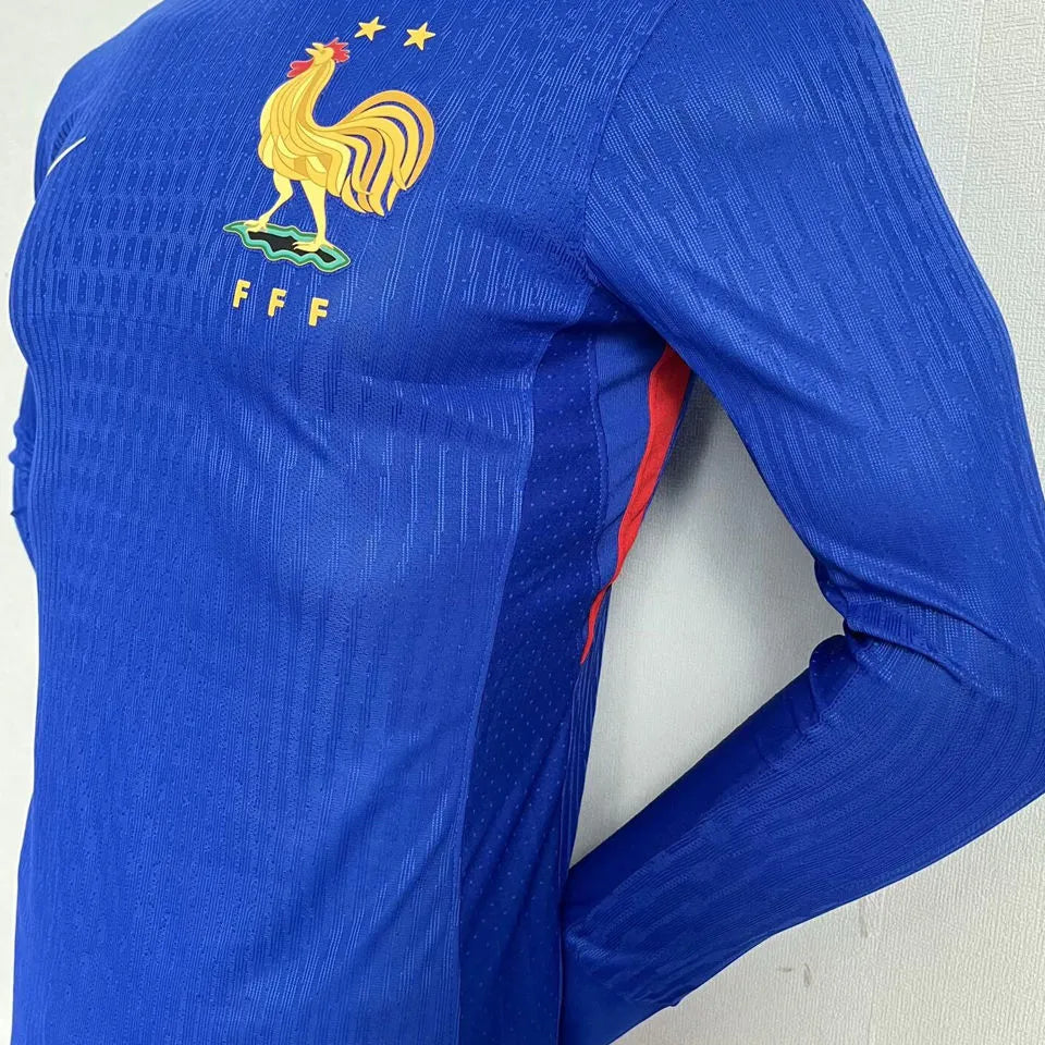 2024//25 France Home Blue Player Version Long Sleeve Jersey Detail 4