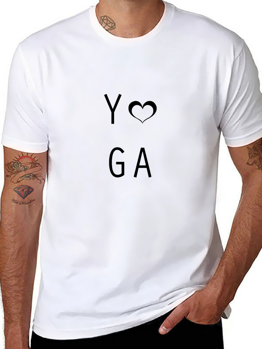 Yoga Heart Graphic Tee - Black Cotton T-Shirt