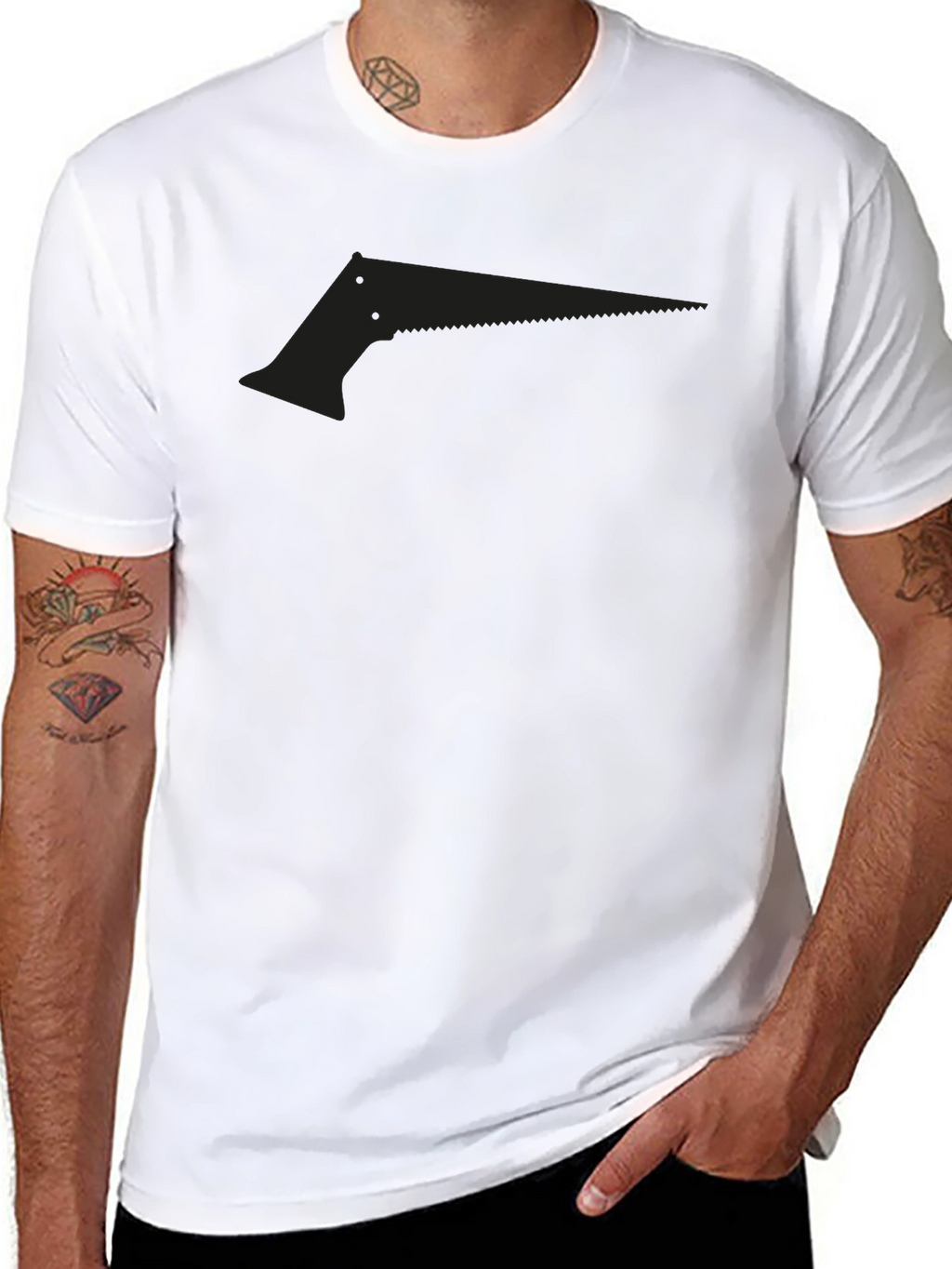 Mens Black Saw Graphic Tee - Edgy Design