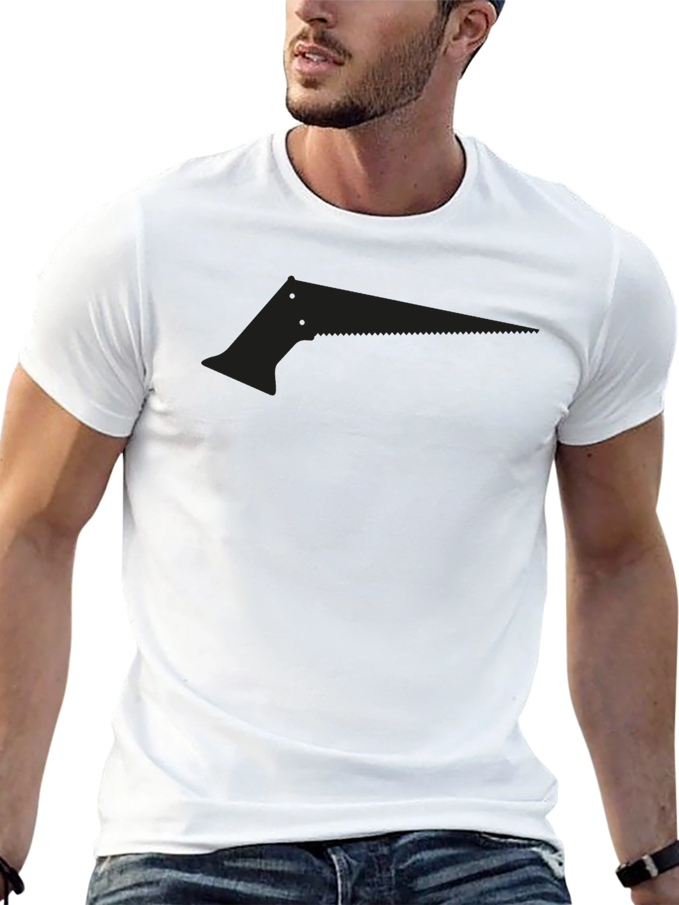 Mens Black Saw Graphic Tee - Edgy Design