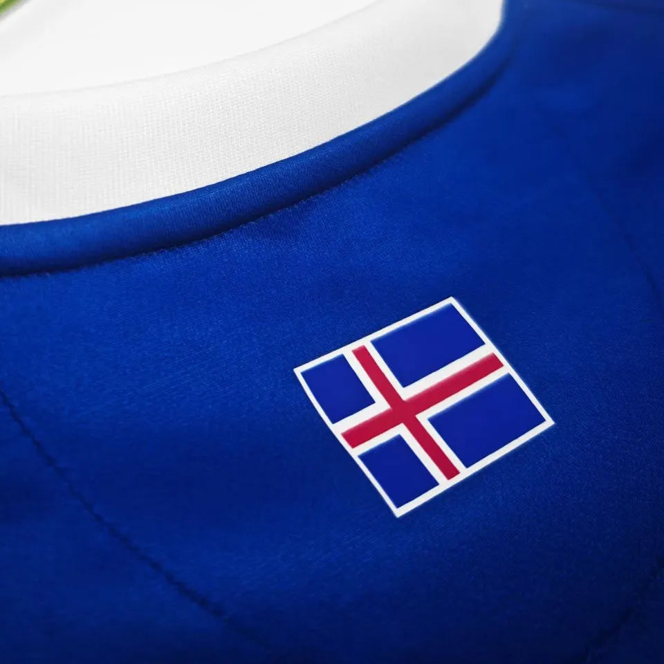 2016/17 Iceland Home Blue Retro Retro Jersey Detail 3