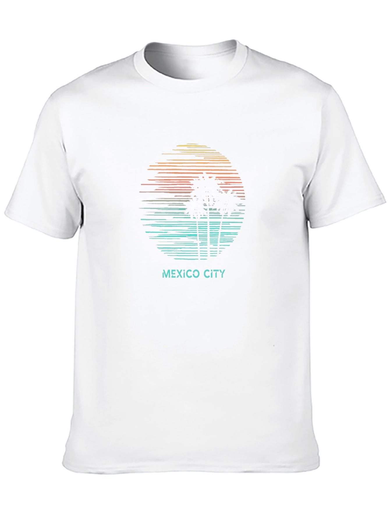 Mexico City Sunset Palm Tree T-Shirt - Black