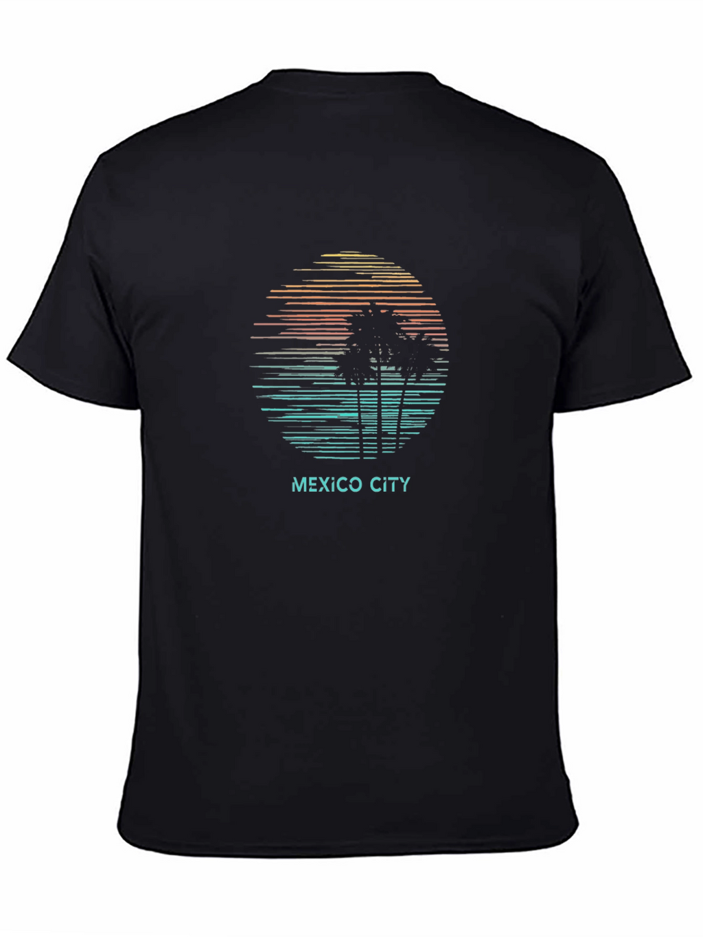 Mexico City Sunset Palm Tree T-Shirt - Black