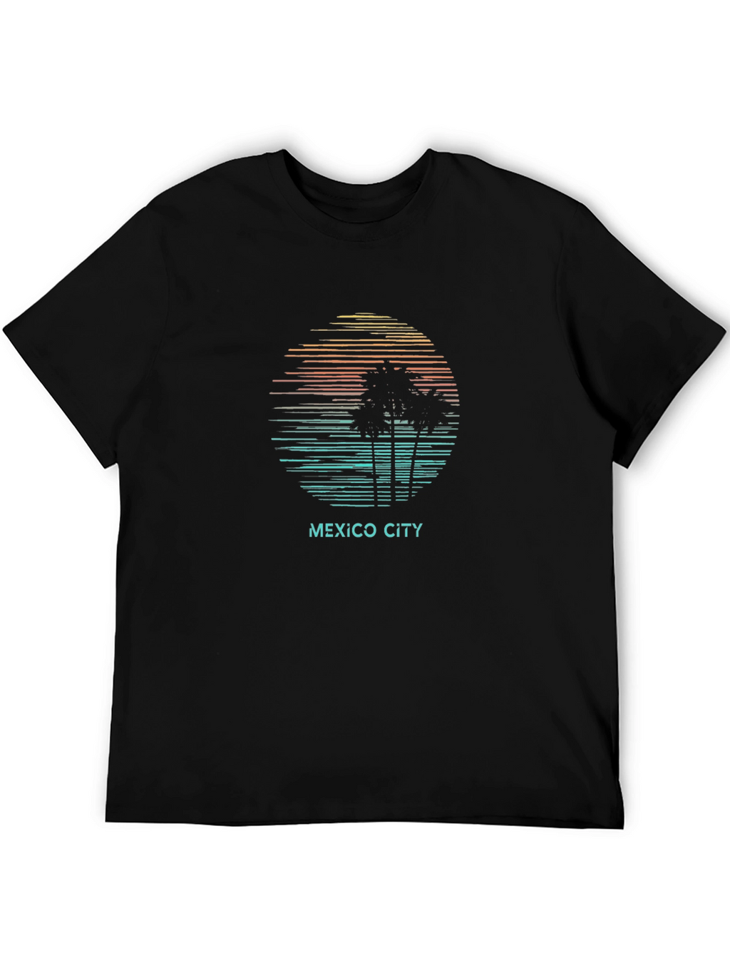 Mexico City Sunset Palm Tree T-Shirt - Black