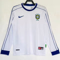 1998 Brazil White Retro Long Sleeve Soccer Jersey Item NO.: 2153863 Front
