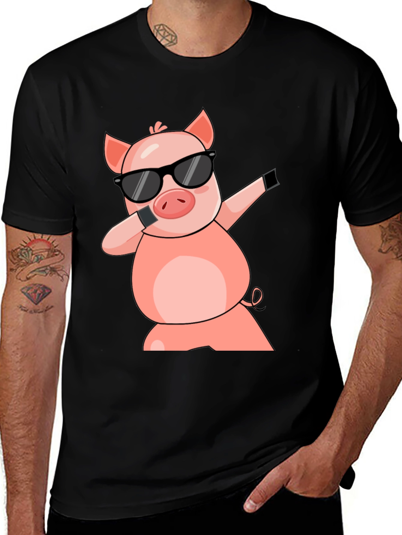Dabbing Pig T-Shirt - Cool Cartoon Graphic Tee