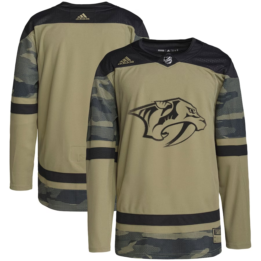 Men's Nashville Predators Camo Military Appreciation Team Authentic Practice Blank Jerseys
