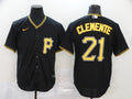 Men's Pittsburgh Pirates Roberto Clemente #21 Black Replica Baseball Jerseys