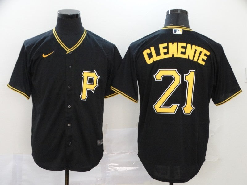 Men's Pittsburgh Pirates Roberto Clemente #21 Black Replica Baseball Jerseys