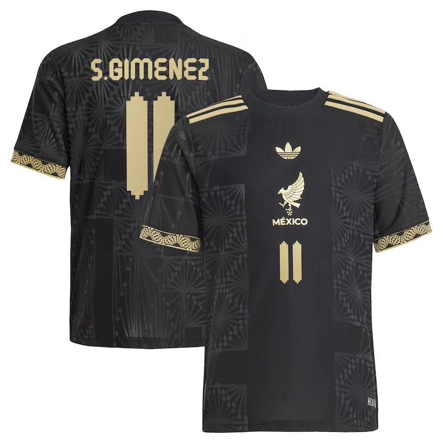 2025 Mexico Black Special Edition México de Oro Player Version Long Sleeve Jersey Detail 3