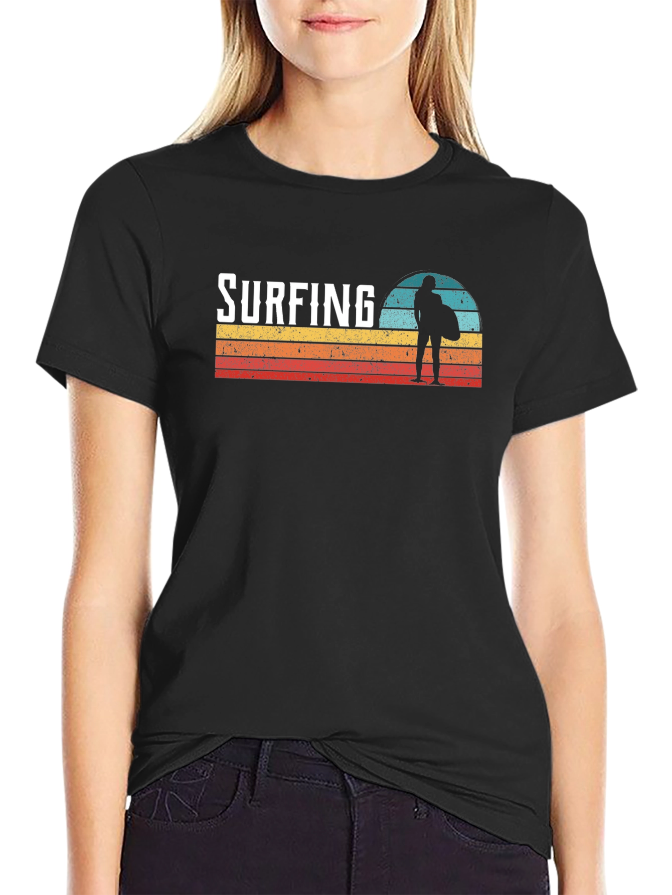 Surfing Sunset Graphic Tee - Cool Surfer T-Shirt