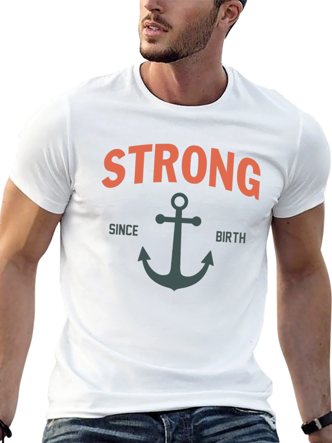 Strong Since Birth Anchor T-Shirt - Black