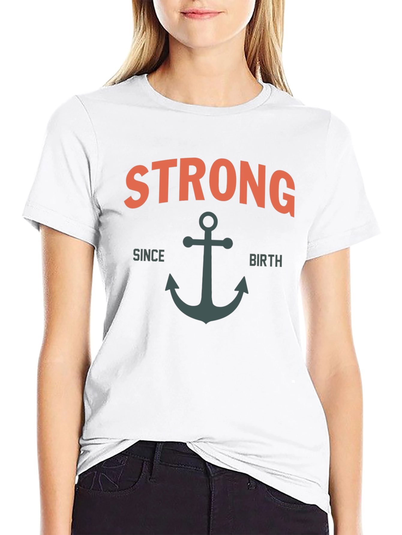 Strong Since Birth Anchor T-Shirt - Black