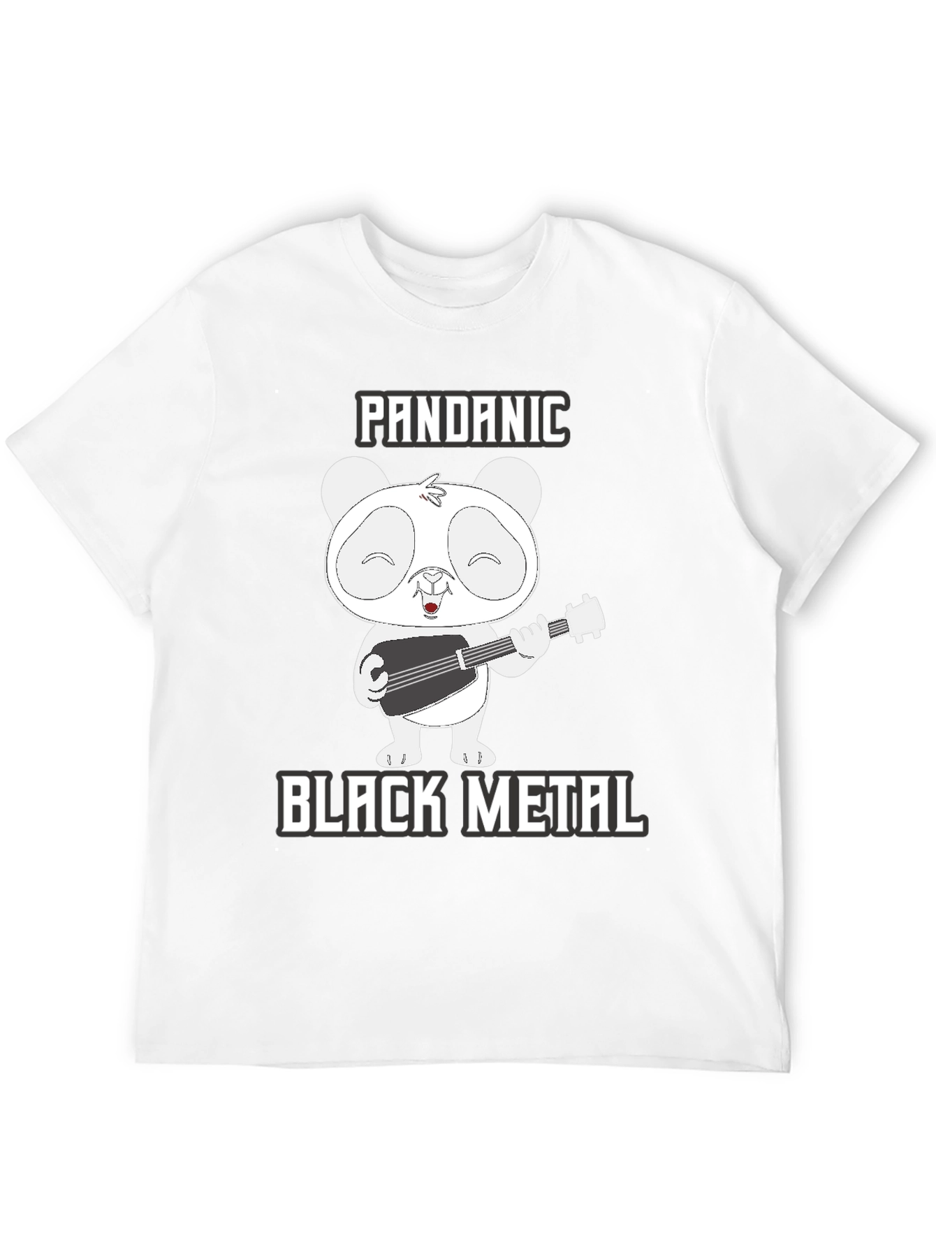 Pandanic Black Metal T-Shirt - Panda Bear Guitarist