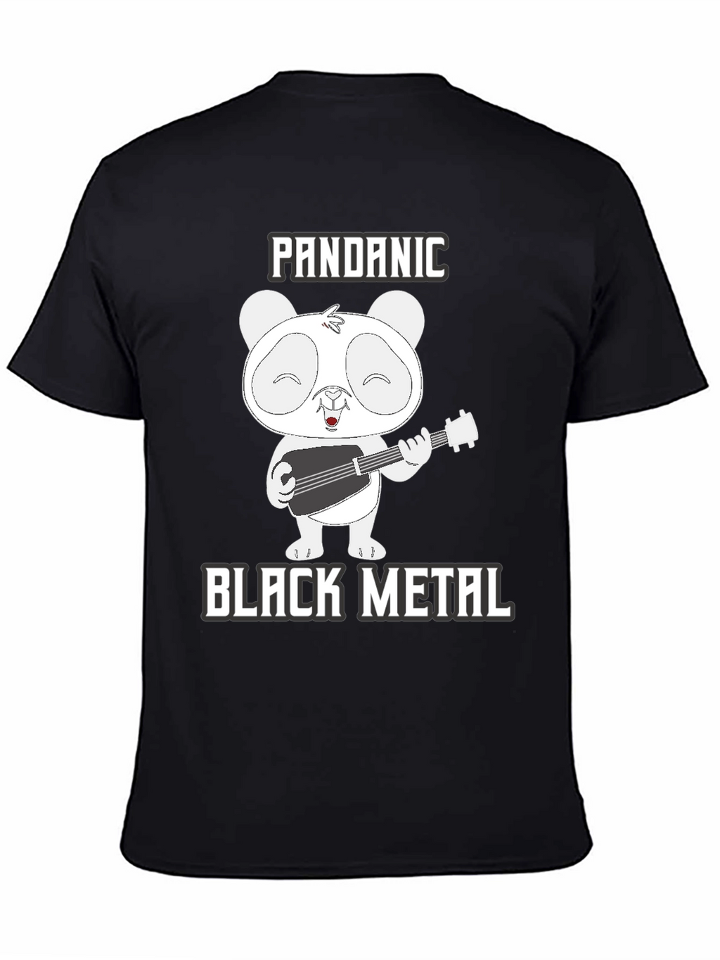 Pandanic Black Metal T-Shirt - Panda Bear Guitarist