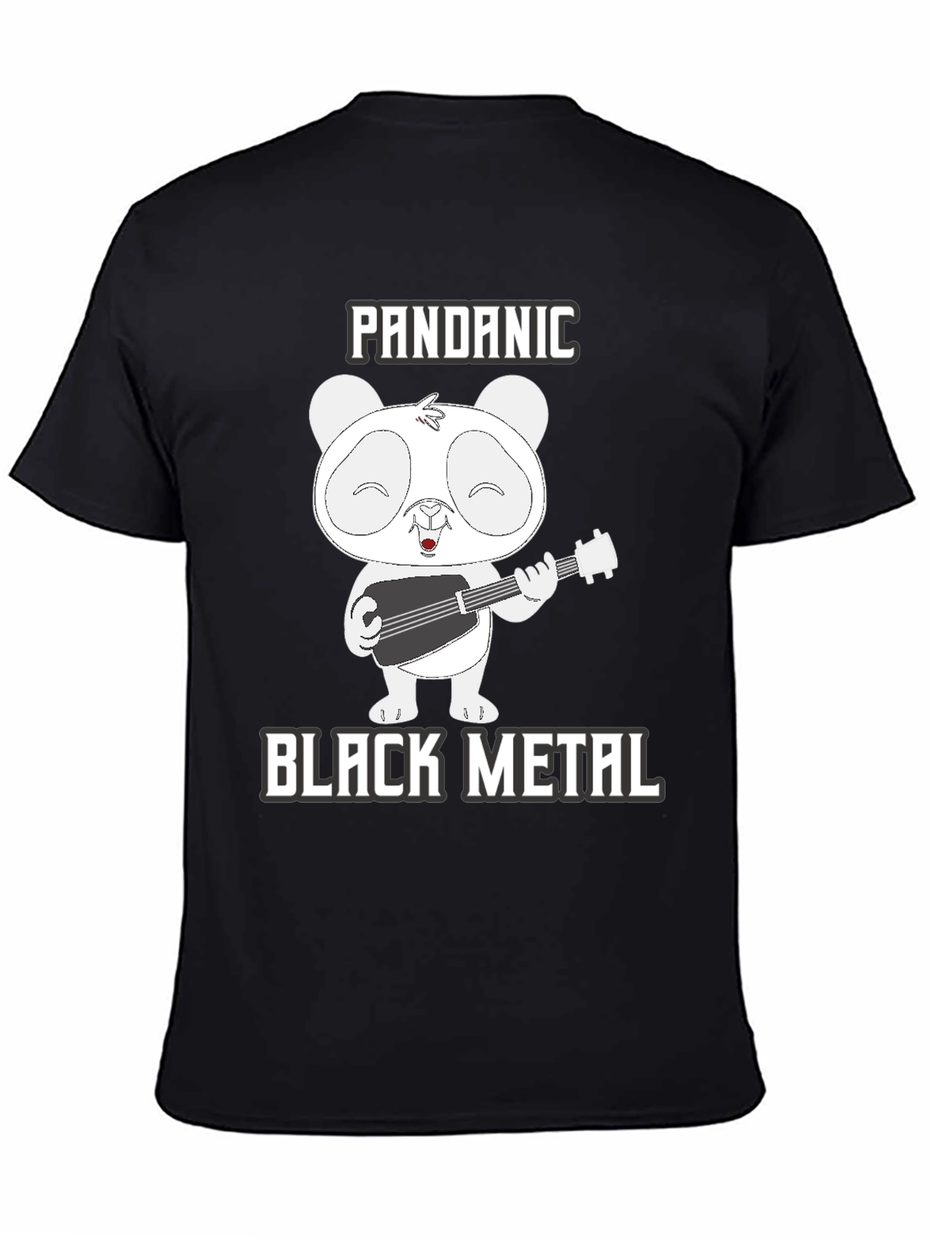 Pandanic Black Metal T-Shirt - Panda Bear Guitarist