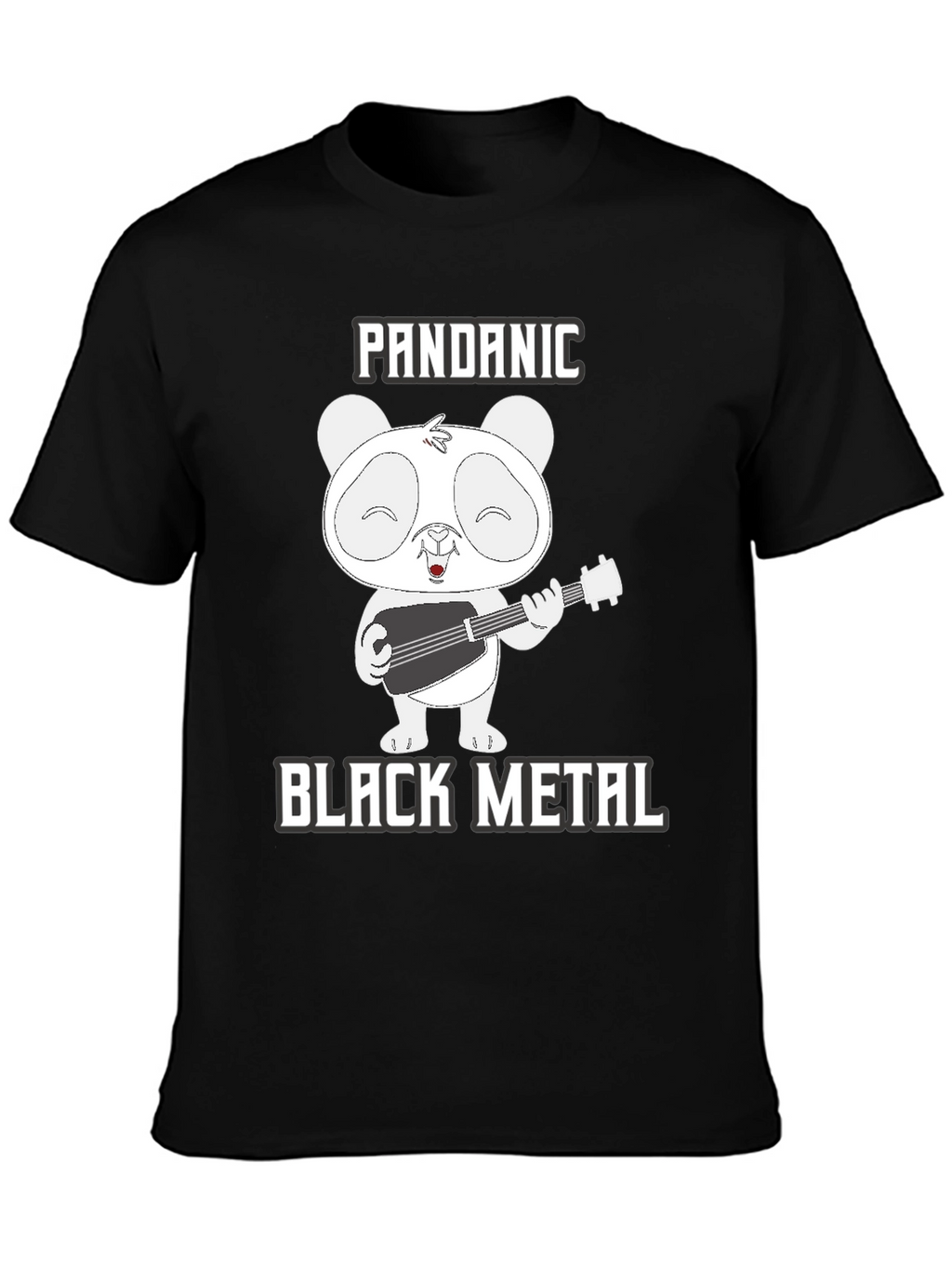 Pandanic Black Metal T-Shirt - Panda Bear Guitarist