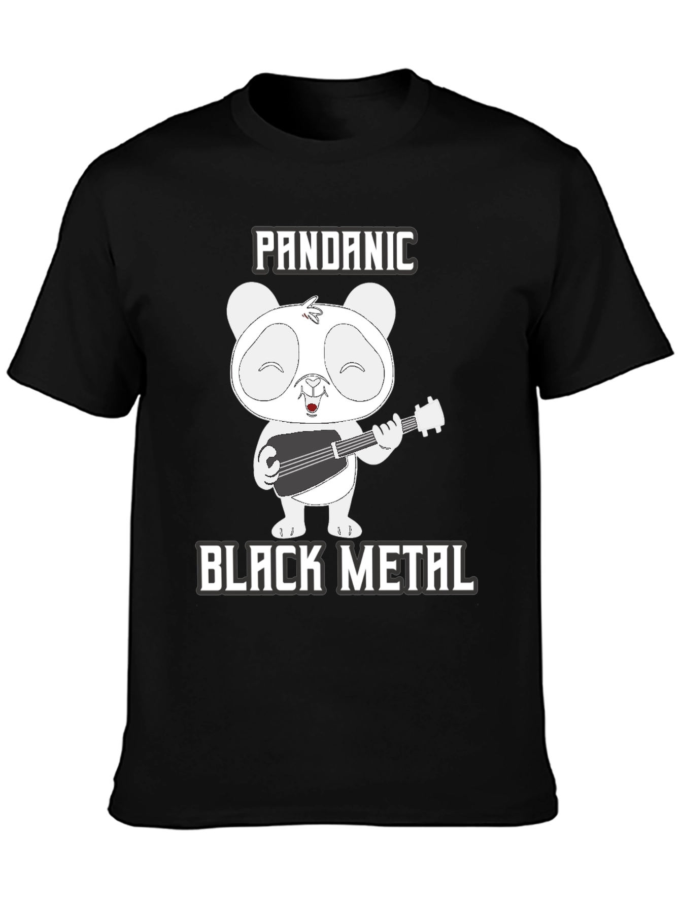 Pandanic Black Metal T-Shirt - Panda Bear Guitarist