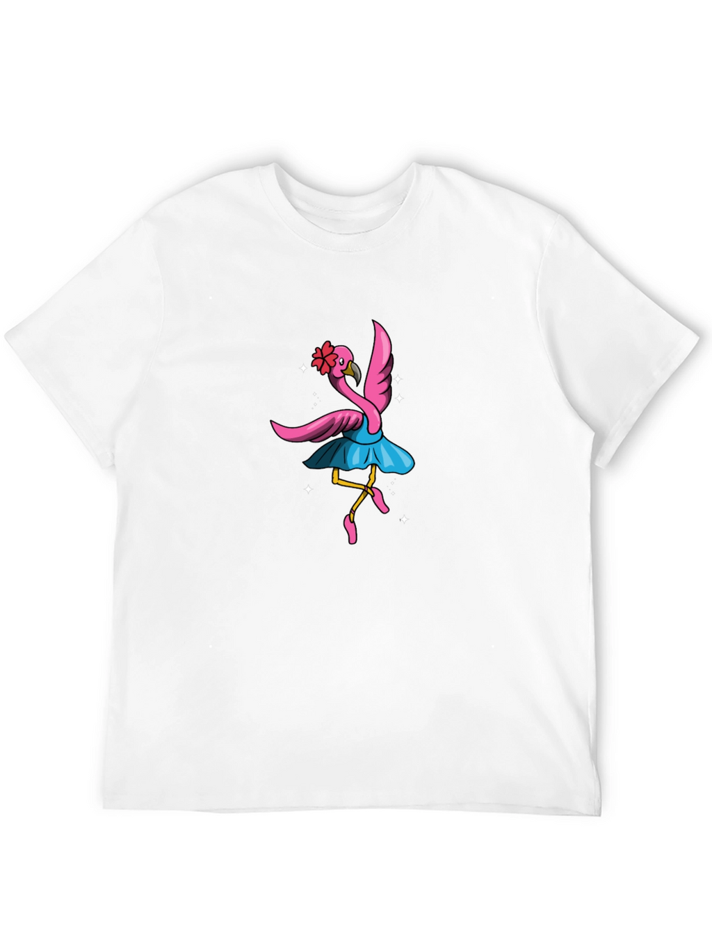 Dancing Flamingo Graphic Tee - Black Cotton Shirt