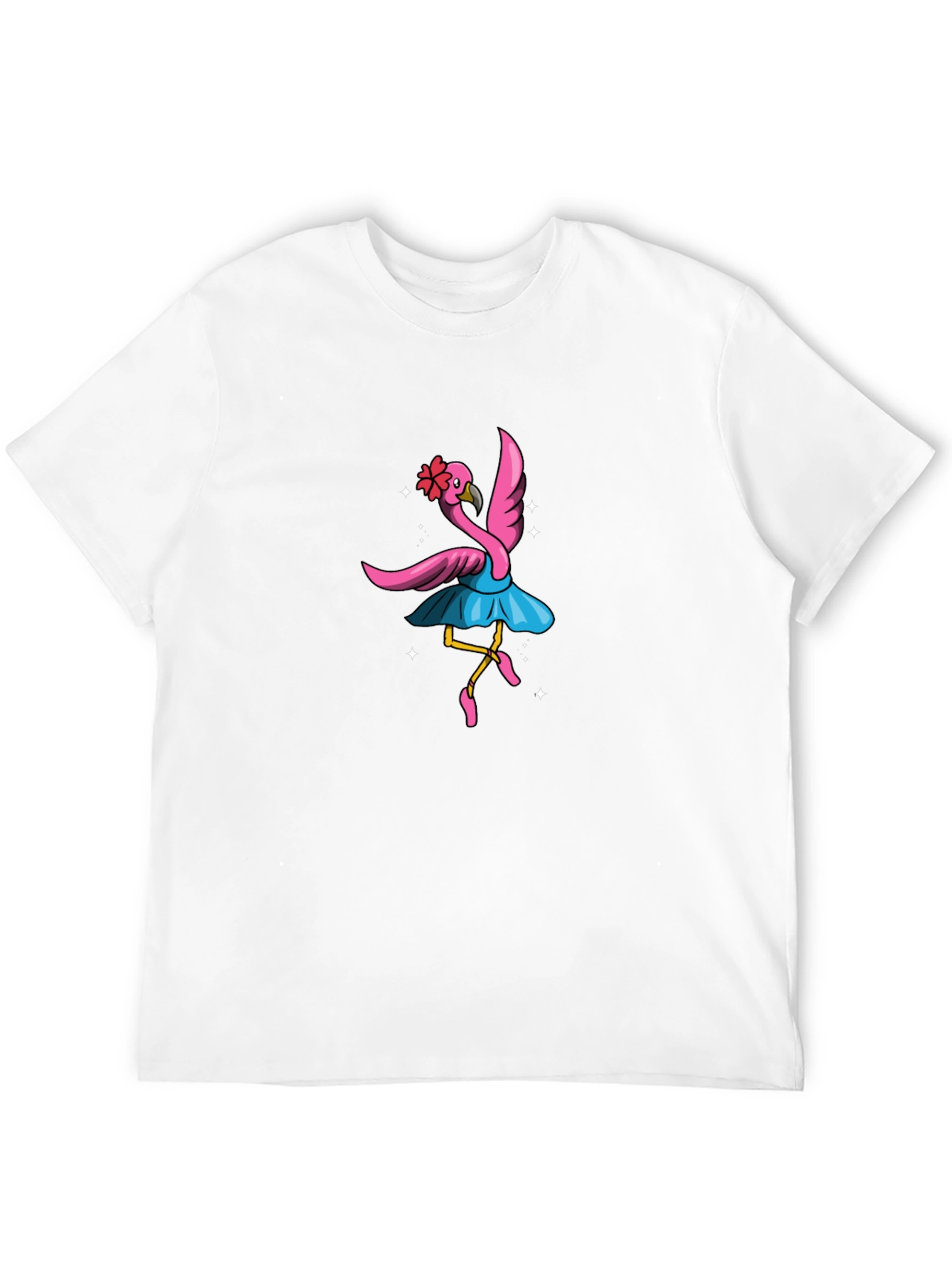 Dancing Flamingo Graphic Tee - Black Cotton Shirt