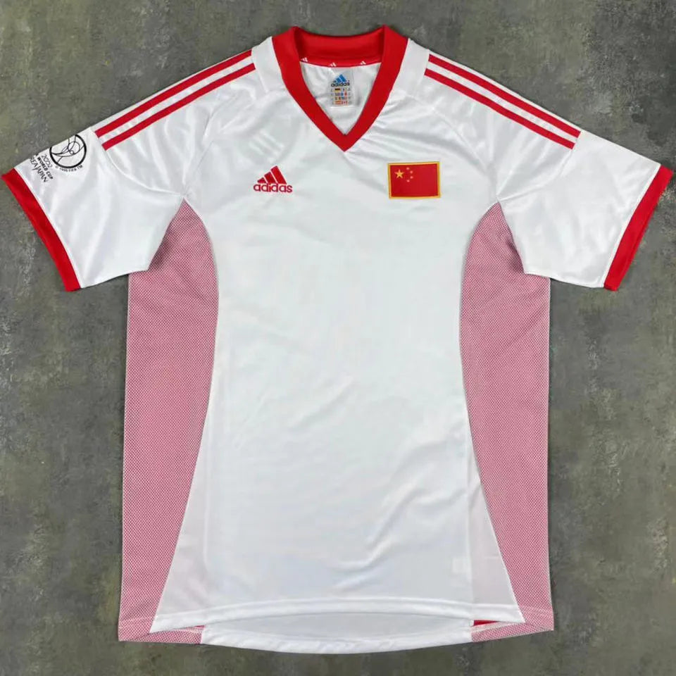 2002 China Away White Retro Soccer Jersey Front
