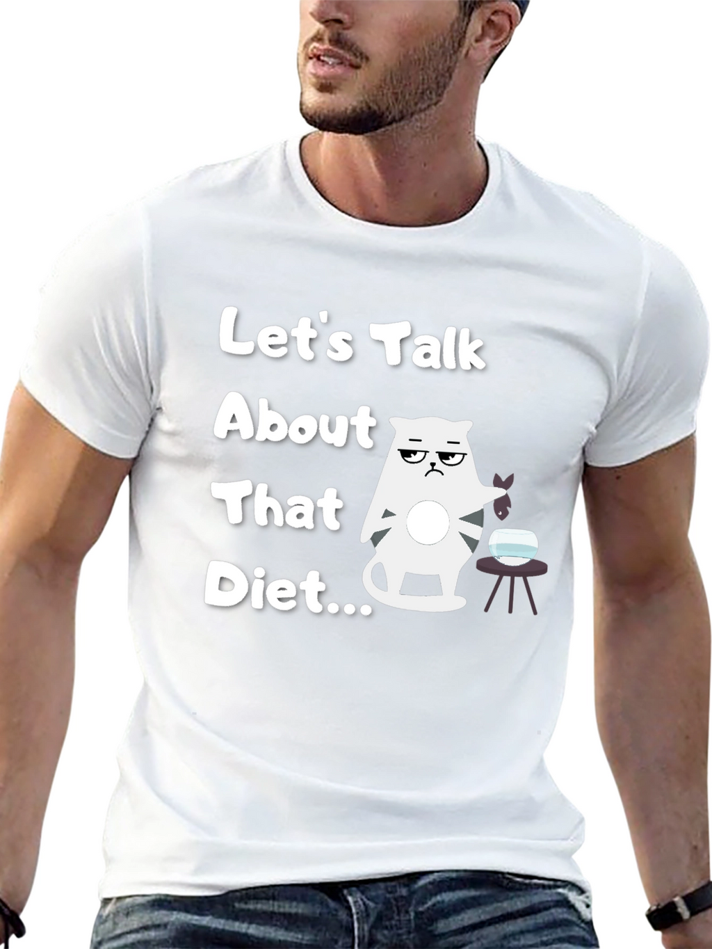 Funny Cat Diet T-Shirt - Lets Talk About That