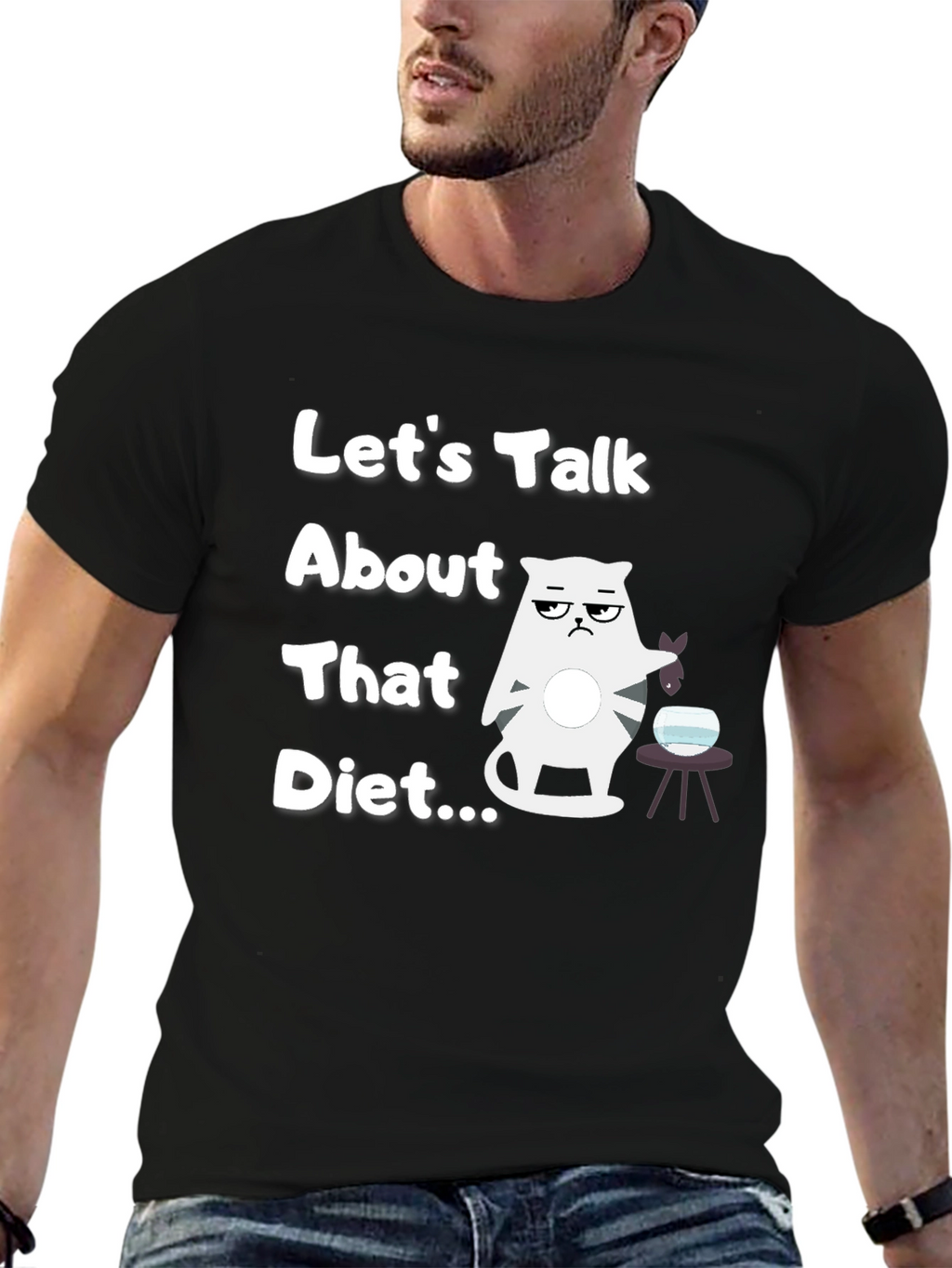 Funny Cat Diet T-Shirt - Lets Talk About That