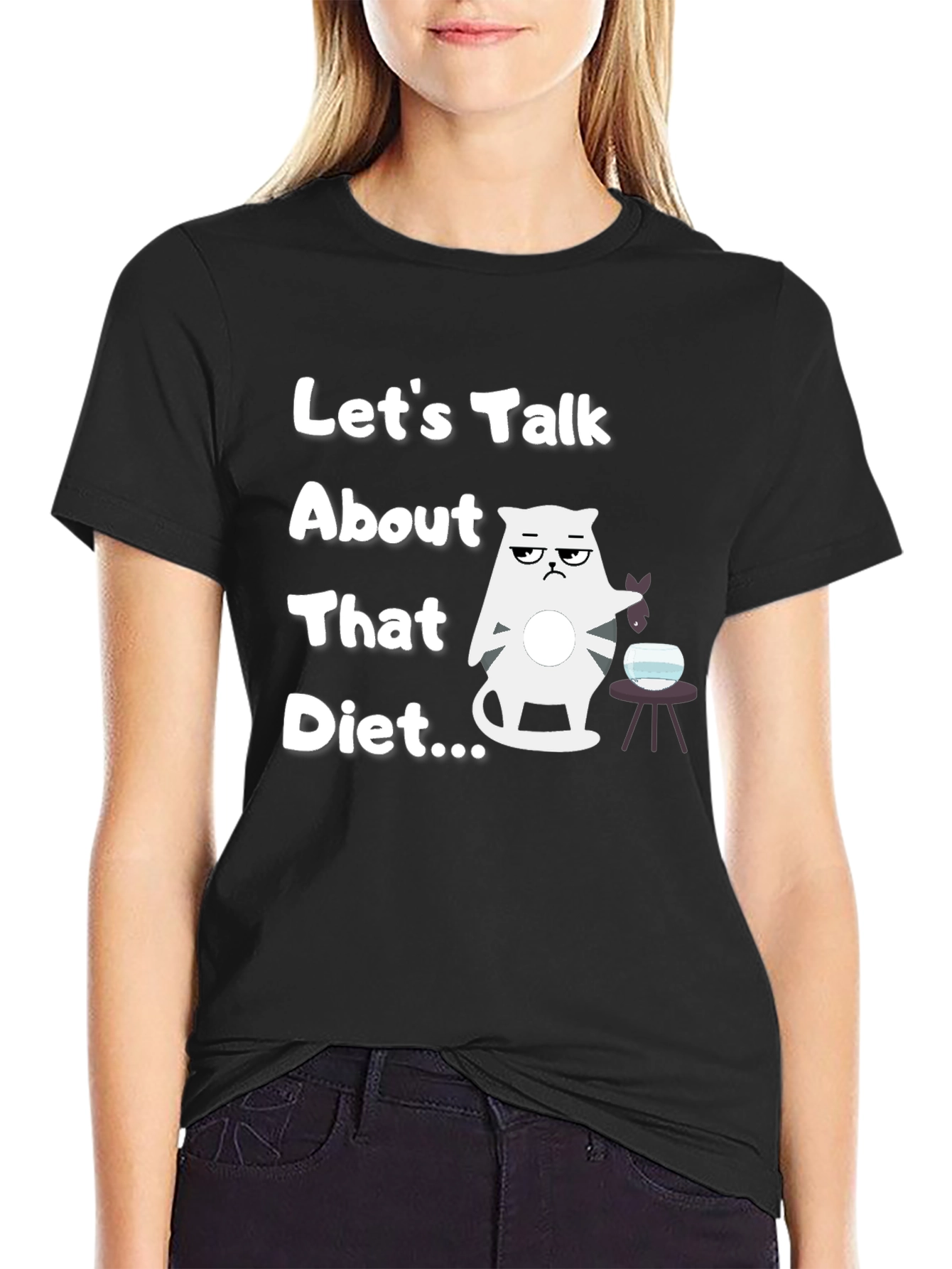Funny Cat Diet T-Shirt - Lets Talk About That