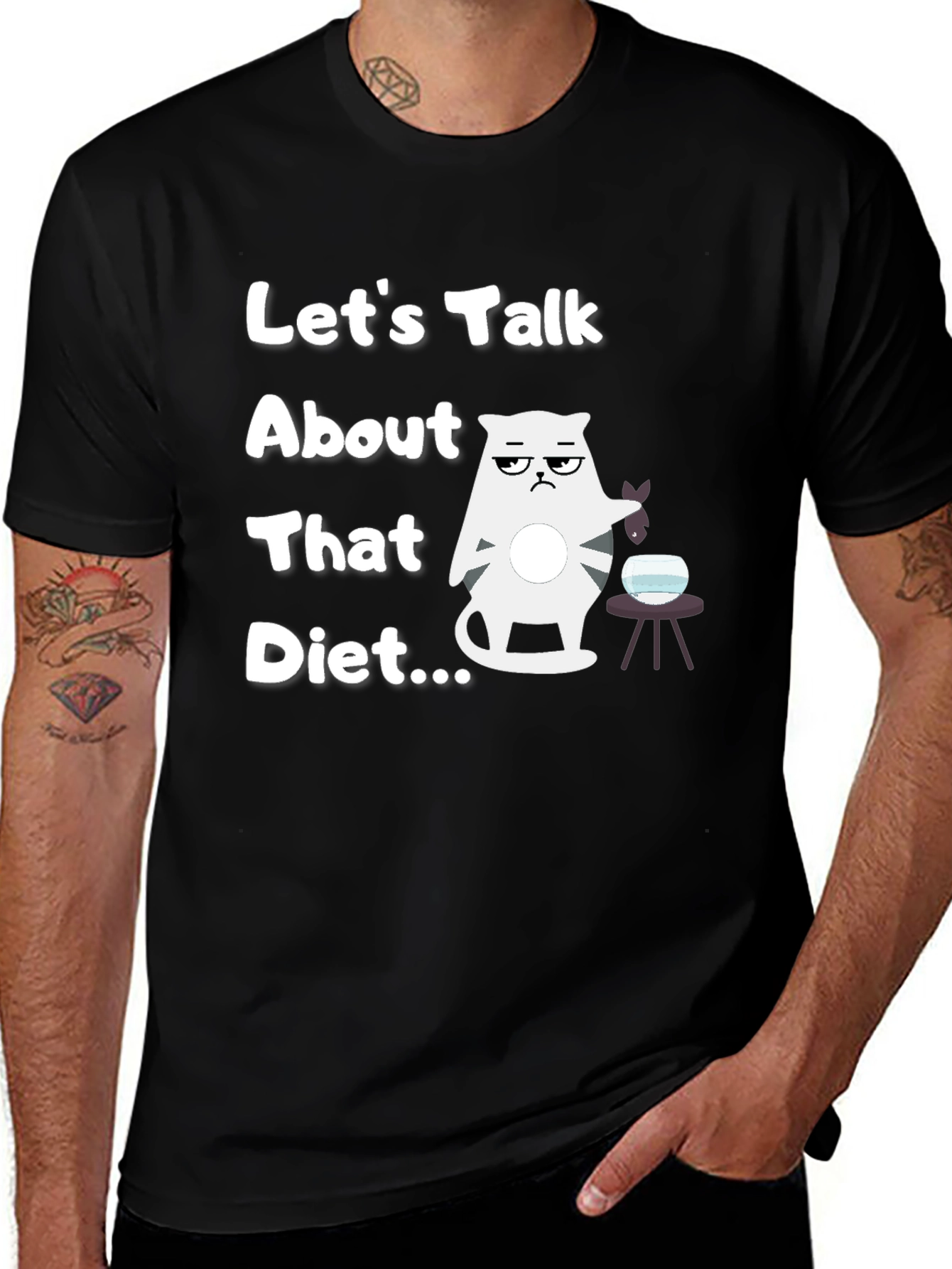 Funny Cat Diet T-Shirt - Lets Talk About That