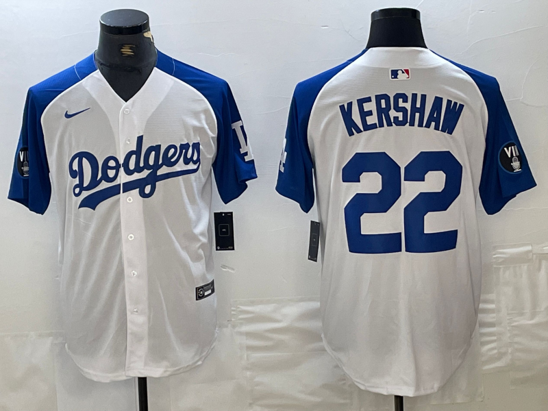 Men's Los Angeles Dodgers Clayton Kershaw #22 White Limited Jerseys