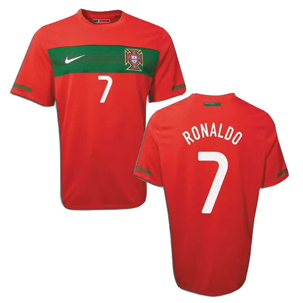 2010 Portugal Home Red Retro Soccer Jersey Detail 4