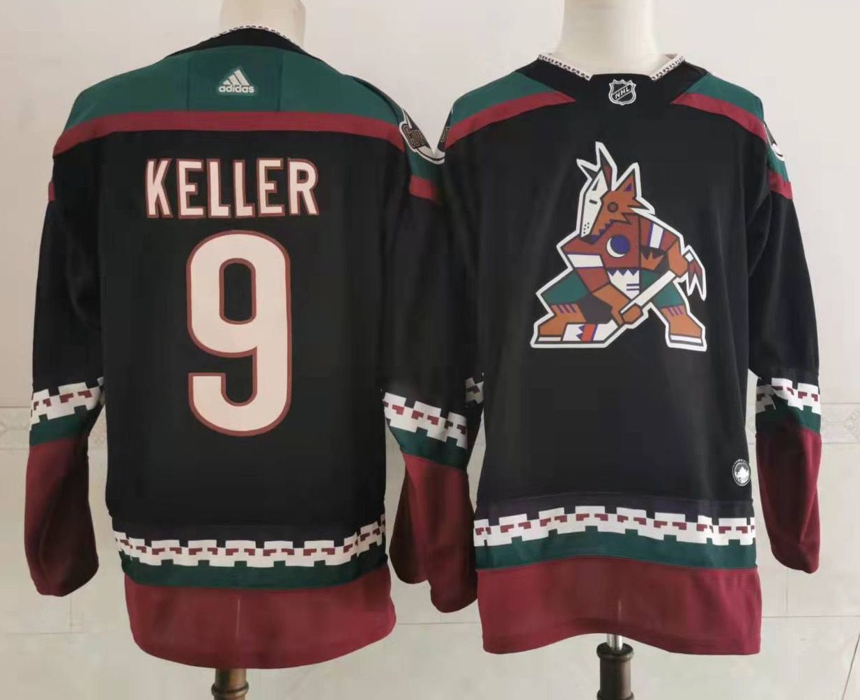 Men's Arizona Coyotes Clayton Keller #9 Black Home Breakaway Player Jerseys