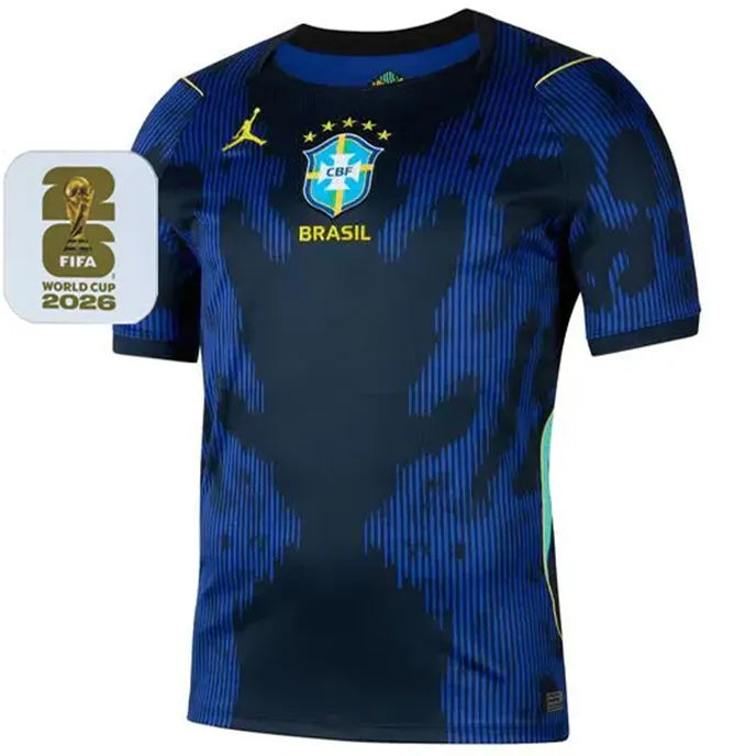 2026/27 Brazil 1:1 Quality Away Blue Fans Soccer Jersey (Have Right Patch 有右臂章 白底金字） Front