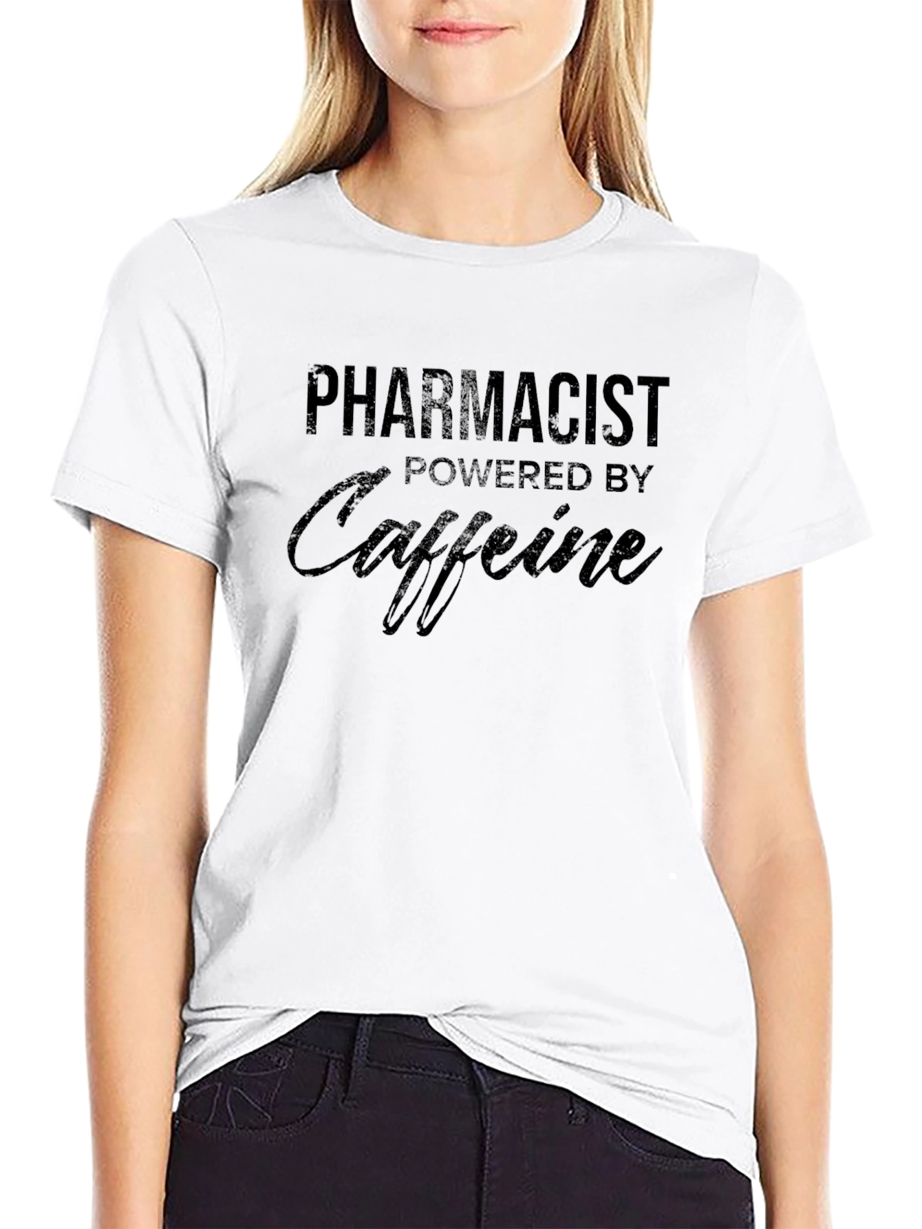 Pharmacist Powered by Caffeine Black T-Shirt